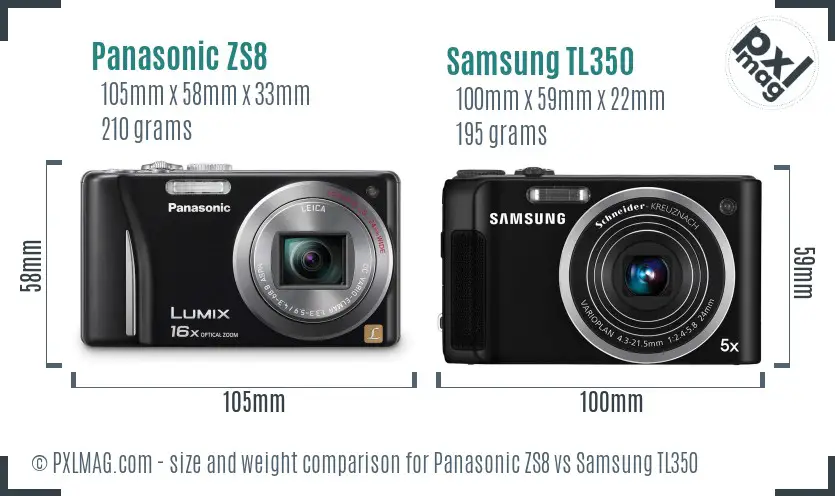 Panasonic ZS8 vs Samsung TL350 size comparison Panasonic ZS8 vs Samsung TL350 size comparison
