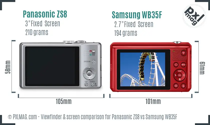 Panasonic ZS8 vs Samsung WB35F Screen and Viewfinder comparison Panasonic ZS8 vs Samsung WB35F Screen and Viewfinder comparison