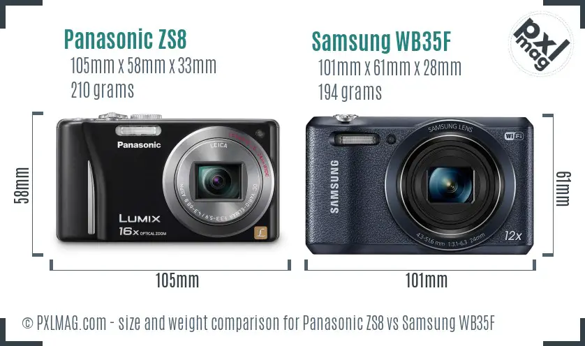 Panasonic ZS8 vs Samsung WB35F size comparison Panasonic ZS8 vs Samsung WB35F size comparison