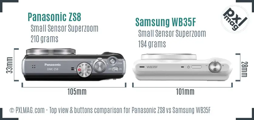 Panasonic ZS8 vs Samsung WB35F top view buttons comparison Panasonic ZS8 vs Samsung WB35F top view buttons comparison
