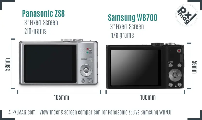Panasonic ZS8 vs Samsung WB700 Screen and Viewfinder comparison