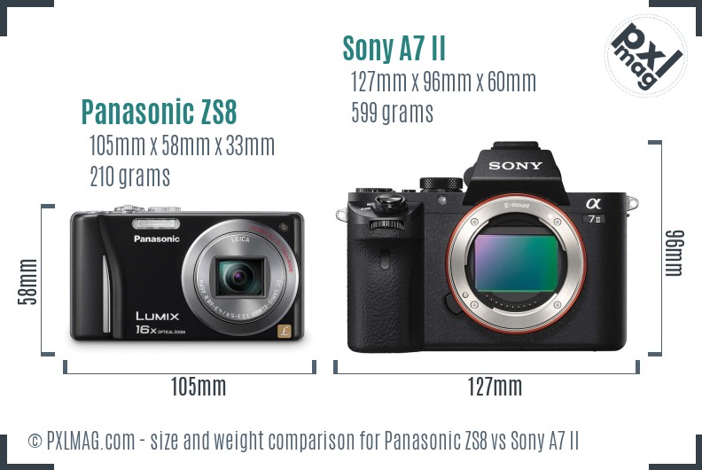 Panasonic ZS8 vs Sony A7 II size comparison Panasonic ZS8 vs Sony A7 II size comparison
