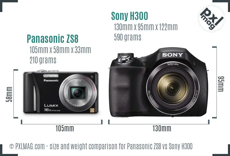 Panasonic ZS8 vs Sony H300 size comparison