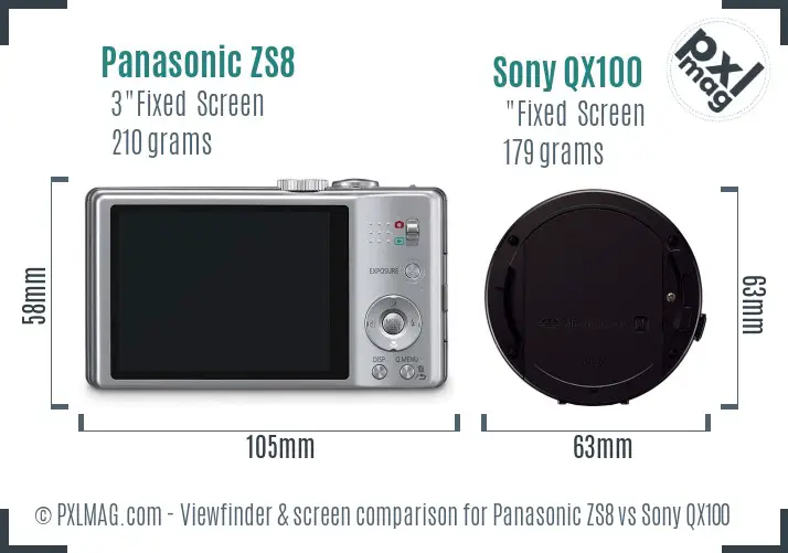 Panasonic ZS8 vs Sony QX100 Screen and Viewfinder comparison Panasonic ZS8 vs Sony QX100 Screen and Viewfinder comparison