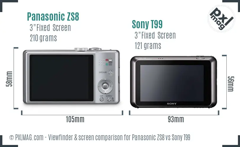 Panasonic ZS8 vs Sony T99 Screen and Viewfinder comparison Panasonic ZS8 vs Sony T99 Screen and Viewfinder comparison