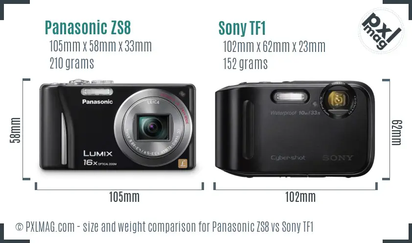 Panasonic ZS8 vs Sony TF1 size comparison Panasonic ZS8 vs Sony TF1 size comparison