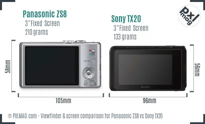 Panasonic ZS8 vs Sony TX20 Screen and Viewfinder comparison Panasonic ZS8 vs Sony TX20 Screen and Viewfinder comparison
