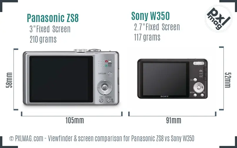 Panasonic ZS8 vs Sony W350 Screen and Viewfinder comparison Panasonic ZS8 vs Sony W350 Screen and Viewfinder comparison