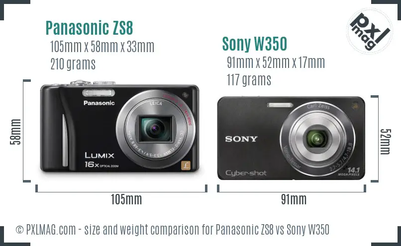 Panasonic ZS8 vs Sony W350 size comparison Panasonic ZS8 vs Sony W350 size comparison