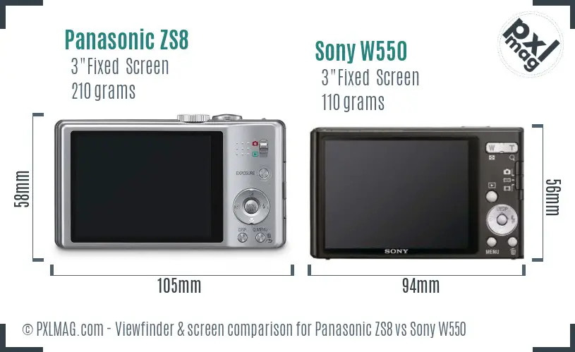 Panasonic ZS8 vs Sony W550 Screen and Viewfinder comparison Panasonic ZS8 vs Sony W550 Screen and Viewfinder comparison