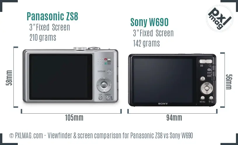 Panasonic ZS8 vs Sony W690 Screen and Viewfinder comparison Panasonic ZS8 vs Sony W690 Screen and Viewfinder comparison