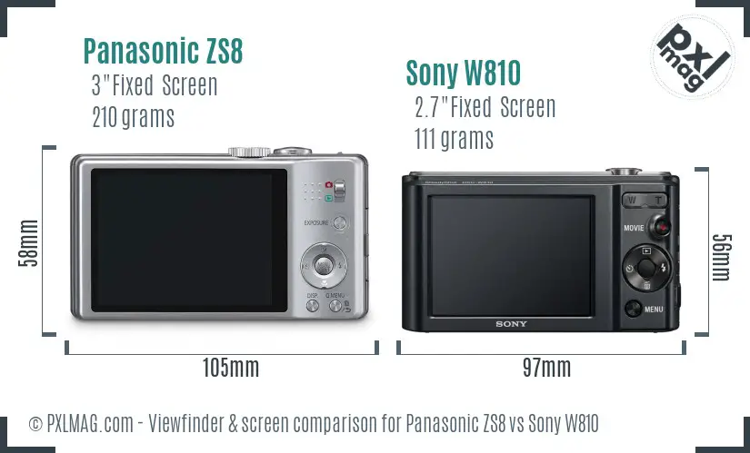 Panasonic ZS8 vs Sony W810 Screen and Viewfinder comparison Panasonic ZS8 vs Sony W810 Screen and Viewfinder comparison