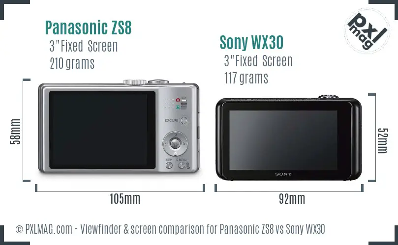 Panasonic ZS8 vs Sony WX30 Screen and Viewfinder comparison Panasonic ZS8 vs Sony WX30 Screen and Viewfinder comparison
