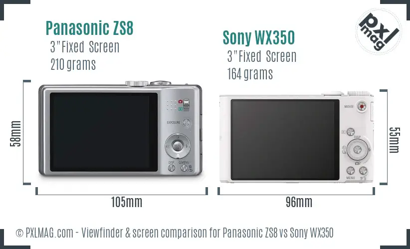 Panasonic ZS8 vs Sony WX350 Screen and Viewfinder comparison
