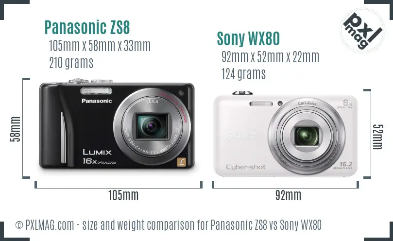 Panasonic ZS8 vs Sony WX80 size comparison