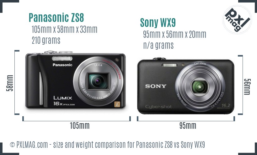 Panasonic ZS8 vs Sony WX9 size comparison