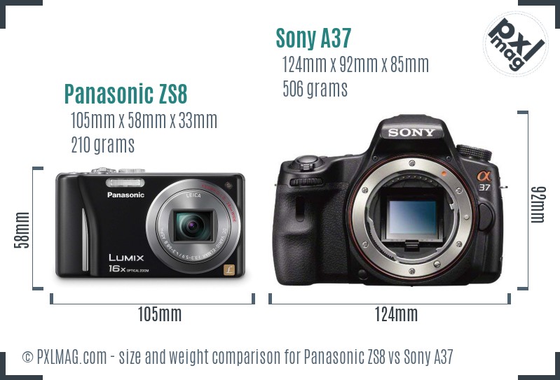 Panasonic ZS8 vs Sony A37 size comparison Panasonic ZS8 vs Sony A37 size comparison