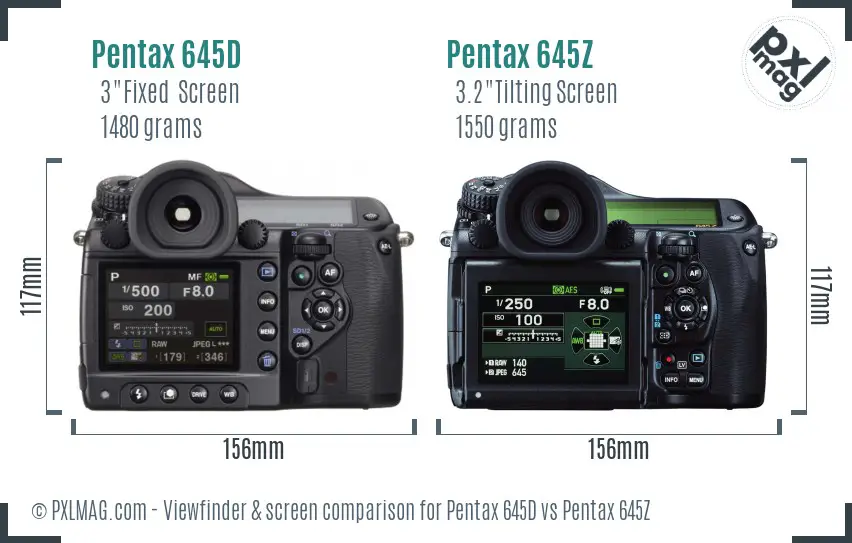 Pentax 645D vs Pentax 645Z Screen and Viewfinder comparison