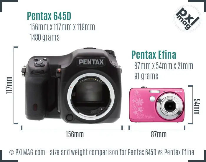 Pentax 645D vs Pentax Efina size comparison