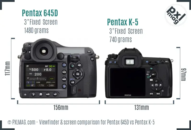Pentax 645D vs Pentax K-5 Screen and Viewfinder comparison