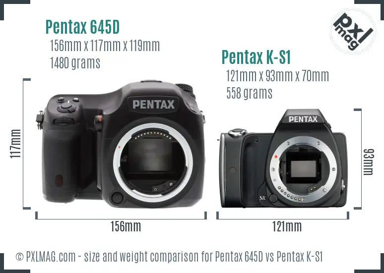 Pentax 645D vs Pentax K-S1 size comparison