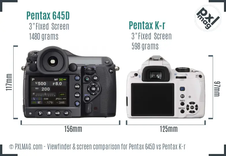 Pentax 645D vs Pentax K-r Screen and Viewfinder comparison