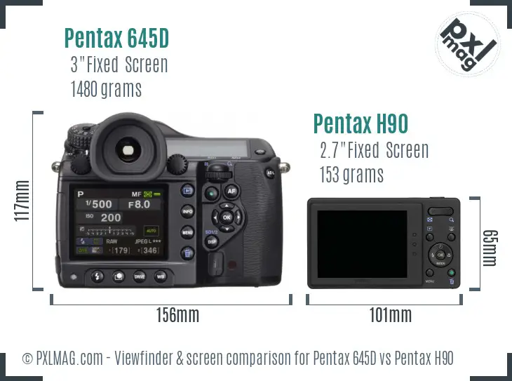 Pentax 645D vs Pentax H90 Screen and Viewfinder comparison