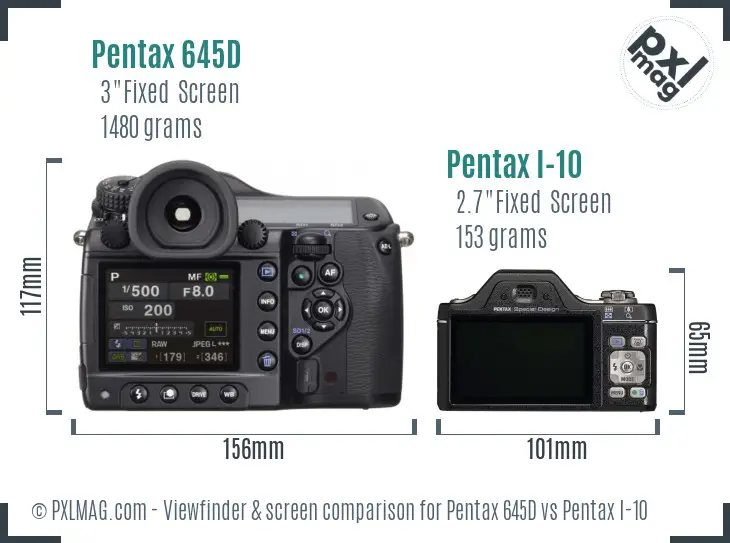 Pentax 645D vs Pentax I-10 Screen and Viewfinder comparison