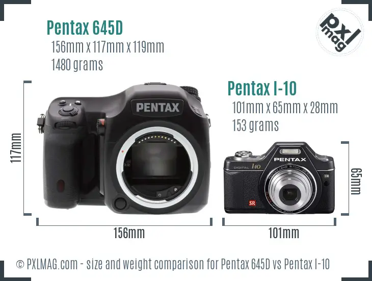 Pentax 645D vs Pentax I-10 size comparison