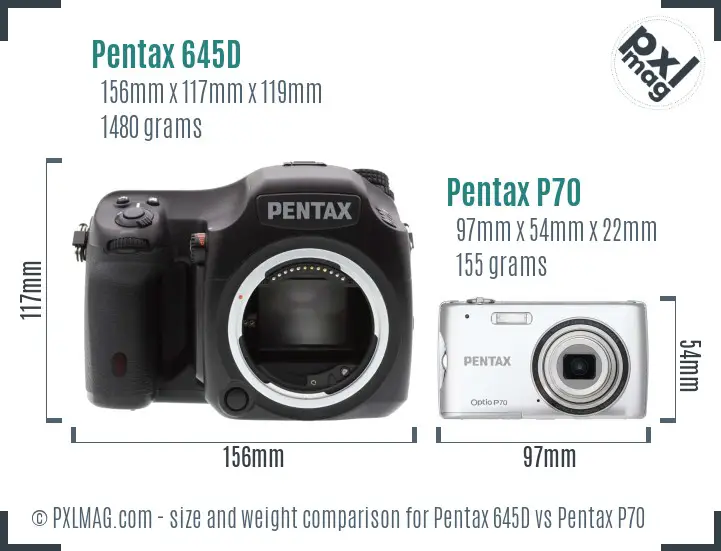 Pentax 645D vs Pentax P70 size comparison Pentax 645D vs Pentax P70 size comparison