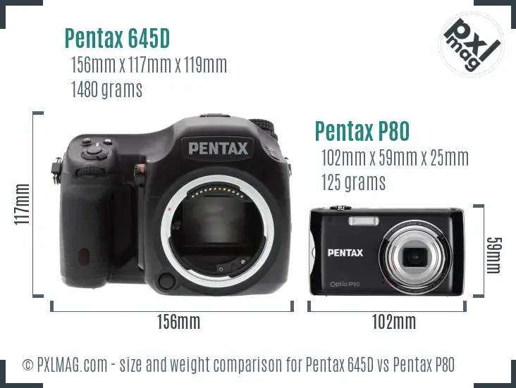 Pentax 645D vs Pentax P80 size comparison
