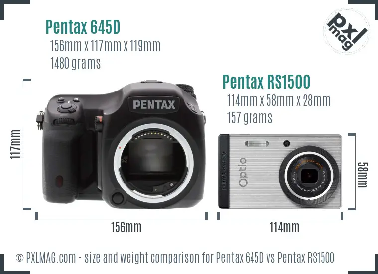 Pentax 645D vs Pentax RS1500 size comparison