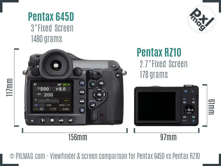 Pentax 645D vs Pentax RZ10 Screen and Viewfinder comparison