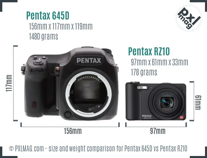 Pentax 645D vs Pentax RZ10 size comparison