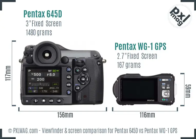 Pentax 645D vs Pentax WG-1 GPS Screen and Viewfinder comparison