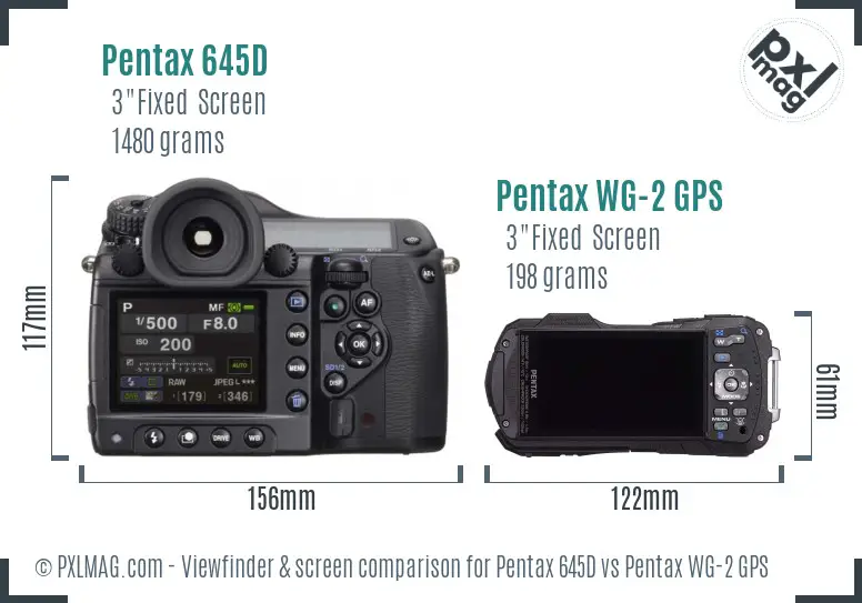 Pentax 645D vs Pentax WG-2 GPS Screen and Viewfinder comparison