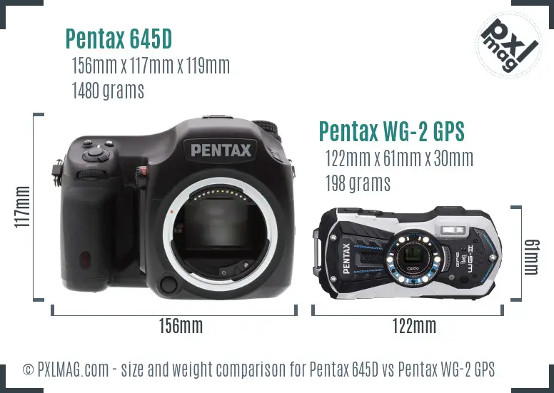 Pentax 645D vs Pentax WG-2 GPS size comparison