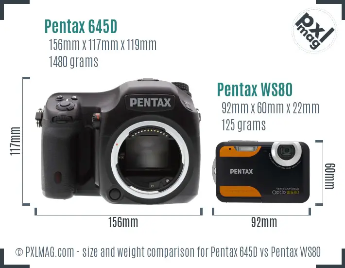 Pentax 645D vs Pentax WS80 size comparison