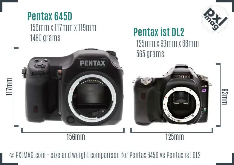 Pentax 645D vs Pentax ist DL2 size comparison
