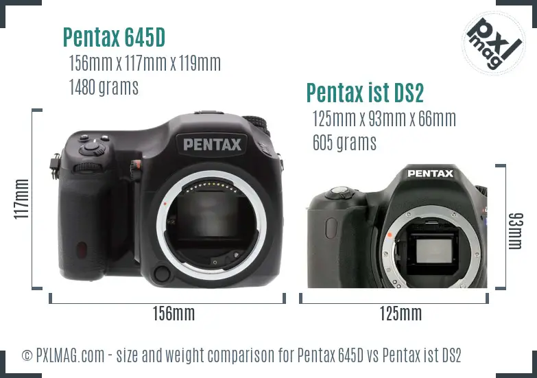 Pentax 645D vs Pentax ist DS2 size comparison