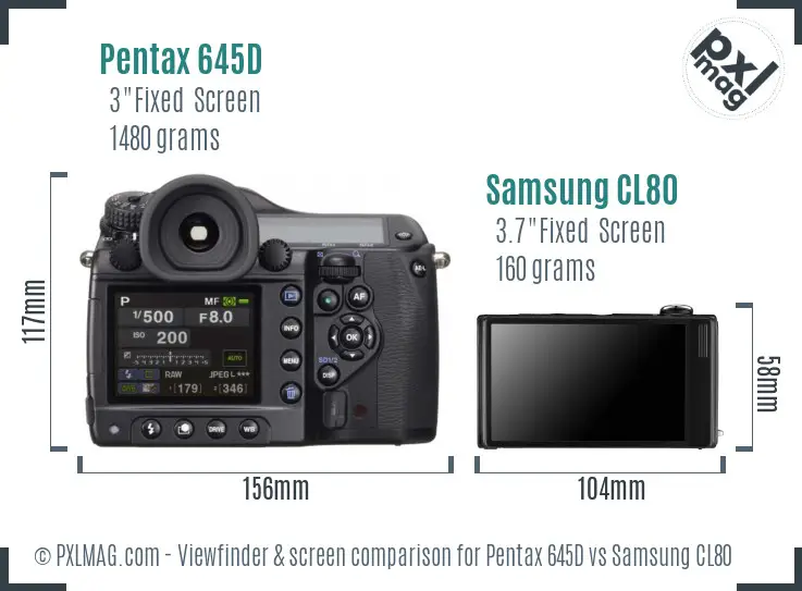 Pentax 645D vs Samsung CL80 Screen and Viewfinder comparison