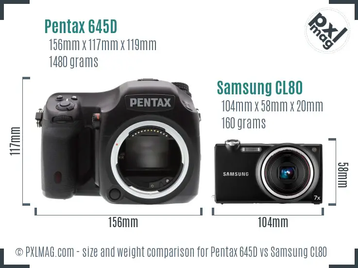 Pentax 645D vs Samsung CL80 size comparison