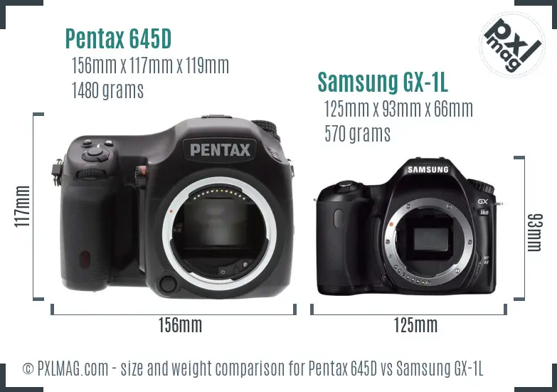 Pentax 645D vs Samsung GX-1L size comparison