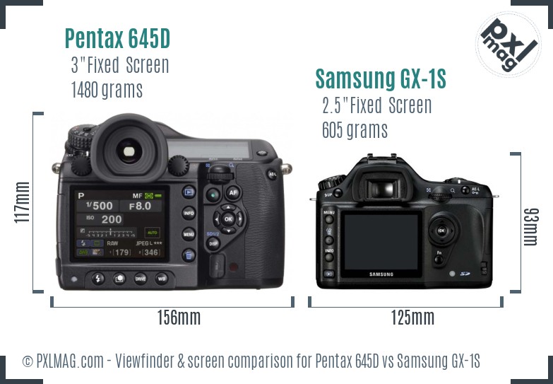 Pentax 645D vs Samsung GX-1S Screen and Viewfinder comparison