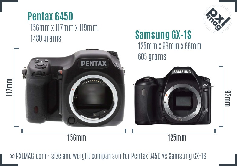 Pentax 645D vs Samsung GX-1S size comparison Pentax 645D vs Samsung GX-1S size comparison