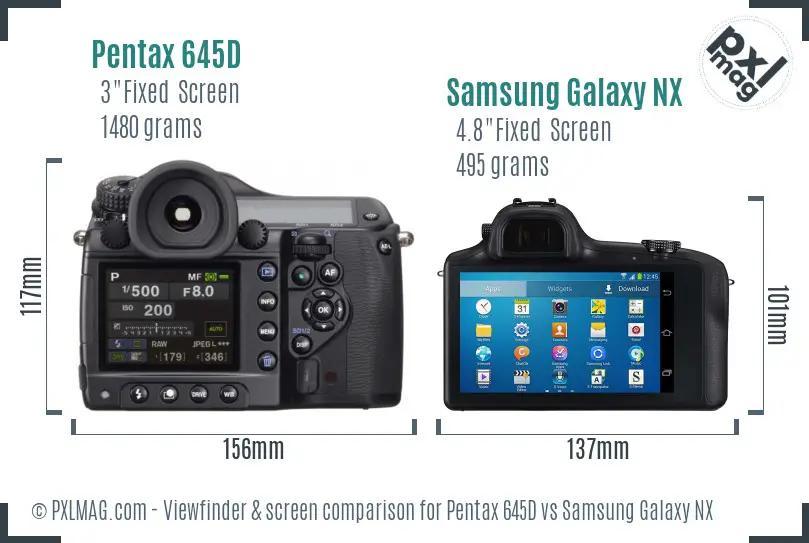 Pentax 645D vs Samsung Galaxy NX Screen and Viewfinder comparison
