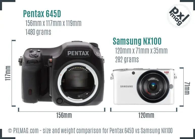 Pentax 645D vs Samsung NX100 size comparison