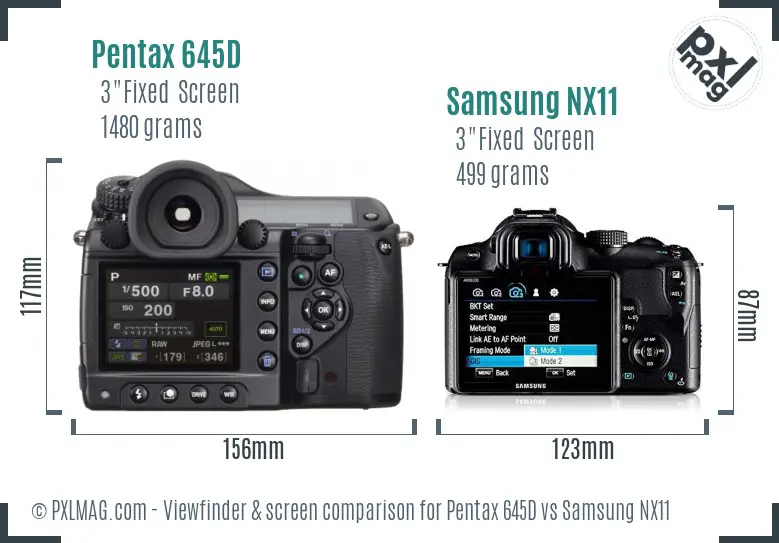 Pentax 645D vs Samsung NX11 Screen and Viewfinder comparison