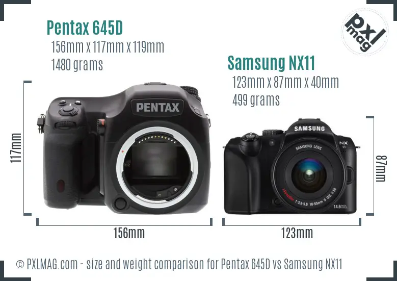 Pentax 645D vs Samsung NX11 size comparison Pentax 645D vs Samsung NX11 size comparison