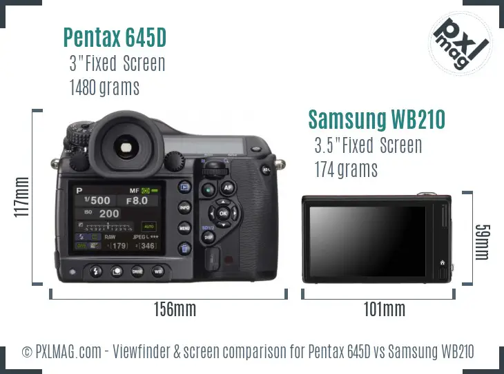 Pentax 645D vs Samsung WB210 Screen and Viewfinder comparison
